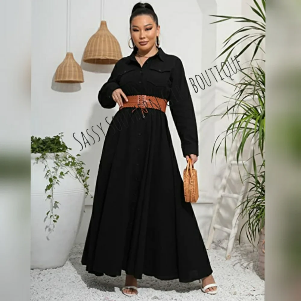 🆕⭐ Plus Black button down shirt maxi dress - Picture 9 of 14